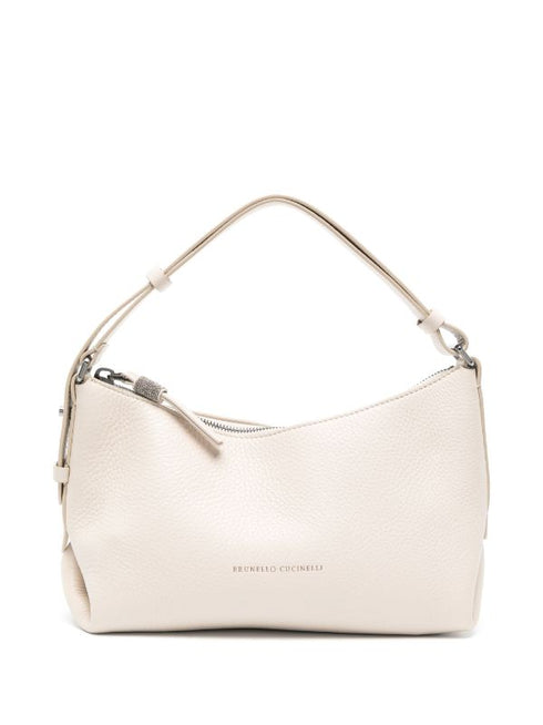 Bolso de mano de piel con logo estampado y asa superior